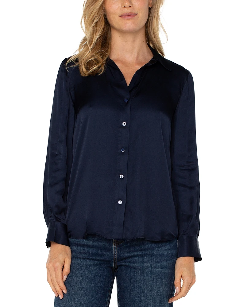 Liverpool Los Angeles Women's Satin Button-Front Shirt