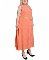 Ny Collection Plus Sleeveless Surplice Vertical Stripe Dress