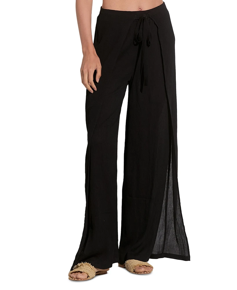 Elan Women's Wrap Wide-Leg Drawstring Pants