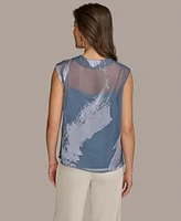 Donna Karan New York Women's High-Neck Burnout Blouse