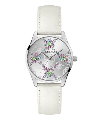 Guess Women's Analog White Genuine Leather Watch, 36mm