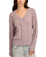 Lucky Brand Women's Cable-Knit Mohair V-Neck Sweater