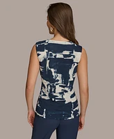 Donna Karan New York Women's Printed Faux-Wrap Sleeveless Top