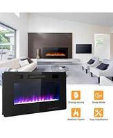 Skonyon 42 Inch Recessed Ultra Thin Electric Fireplace with Timer