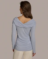 Donna Karan New York Women's V-Neck Long-Sleeve Top