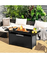 Skonyon 57 Inch 50 000 Btu Rectangular Propane Outdoor Fire Pit Table-Black