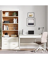Tribesigns 5-Shelf Bookcase with File Cabinet Drawer Set of 2, 72" Tall Bookshelf, Modern Free-Standing Wood Bookcase, Large Open Display Storage Book