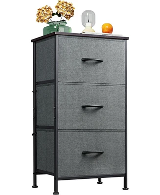 Wlive Dresser with 3 Drawers Fabric Nightstand Organizer Storage for Bedroom Hallway Entryway Closets Sturdy Steel Frame Wood Top Easy Pull Ha