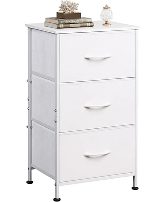 Wlive Dresser with 3 Drawers Fabric Nightstand Organizer Storage for Bedroom Hallway Entryway Closets Sturdy Steel Frame Wood Top Easy Pull Ha