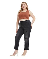 Bayeas Plus High Rise Painted Mom Jeans