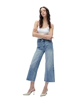 Bayeas Women's High Rise Wide Leg Jeans With Raw Hem