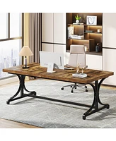 Tribesigns 62.4-Inch Executive Desk, Rectangle Office Computer Desk with Thick Wooden Tabletop and Metal Frame, Study Writing Table Workstation for Ho