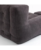 The Pop Home Fluffy Bean Bag Chair with Ottoman, Super Soft Lazy Sofa for Living Room-The