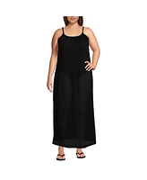 Lands' End Plus Cotton Gauze Scoop Neck Swim Cover-up Maxi Dress