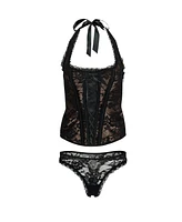 Adore Me Women's Haisley Halter Corset & Thong Set