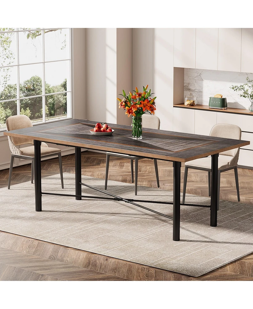 Tribesigns 70.8-Inch Rectangle Kitchen Dining Room Table for 4-6 People,Modern Wood Dinner Table with Heavy-Duty Metal Frame