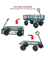 Slickblue Pneumatic Tire Garden Cart – Durable Utility Wagon with Removable Sides for Easy Loading