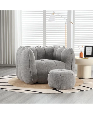 The Pop Home Soft Bean Bag Chair with Footstool, Comfortable Sofa for Gaming, Reading, and Tv-The