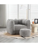 The Pop Home Soft Bean Bag Chair with Footstool, Comfortable Sofa for Gaming, Reading, and Tv-The