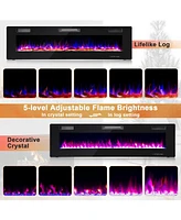 Sugift 68 Inch Ultra-Thin Electric Fireplace Recessed Wall Mounted with Crystal Log Decoration
