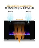 Sugift 30-Inch Recessed Ultra Thin Electric Fireplace Heater with Glass Appearance