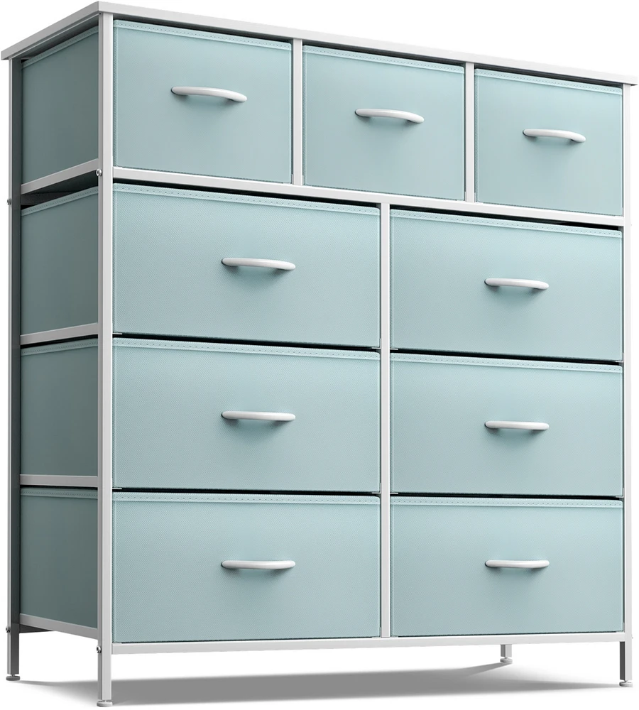Sorbus 9 Drawers Dresser - Furniture Storage for Bedroom, Closet, Office Organization Steel Frame, Wood Top