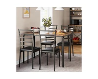 gaomon 5 Piece Dining Table Set, Modern & Retro Kitchen Table Furniture for Dining Room, Compact Space-Saving Table Set, Metal Frame Wood Tabletop, 4