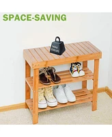 Slickblue 2-Tier Shoe Storage Bench Entryway Rack and Organizer for Shoes