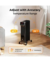 Skonyon 1500W Oil Filled Radiator Heater with Remote Control 3 Modes 24H Timer-Black