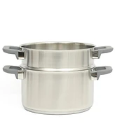 Oster Beauford 9 Piece Stainless Steel Non-Toxic PCookware Set W/ Tri-Ply Encapsulated Bottom & Soft Touch Handles