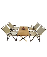 Slickblue Multi-Function Foldable Dining Set Portable Table with 4 Folding Chairs for Indoor & Outdoor