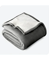 Bare Home Fleece Sherpa Throw Blanket