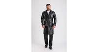 Furniq Uk Men's Leather Trench Coat