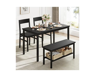 gaomon Dining Table Set for 4, Modern Kitchen with Bench and Chairs, 4 Piece Room Storage Rack Small Spaces