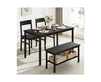 gaomon Dining Table Set for 4, Modern Kitchen with Bench and Chairs, 4 Piece Room Storage Rack Small Spaces