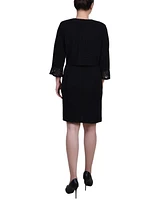 Ny Collection Petite Two Piece Novelty Knit and Lace Dress Set