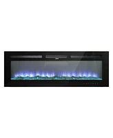 Boyel Living Wall Mounted Recessed Electric Fireplace with Logs and Crystals