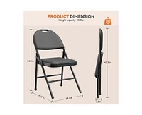 gaomon Folding Chairs Set of 2, Metal Foldable Chair with and Non-Slip Feet Pads, Pu Party Chairs for Indoors and Outdoors, Room, Room