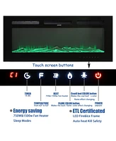 Boyel Living Wall Mounted Recessed Electric Fireplace with Logs and Crystals