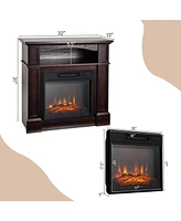 Sugift 18 Inch 1400W Electric Tv Stand Fireplace with Shelf