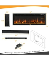 Sugift 50 Inches Electric Fireplace in-Wall Recessed with Remote Control and Adjustable Color and Brightness