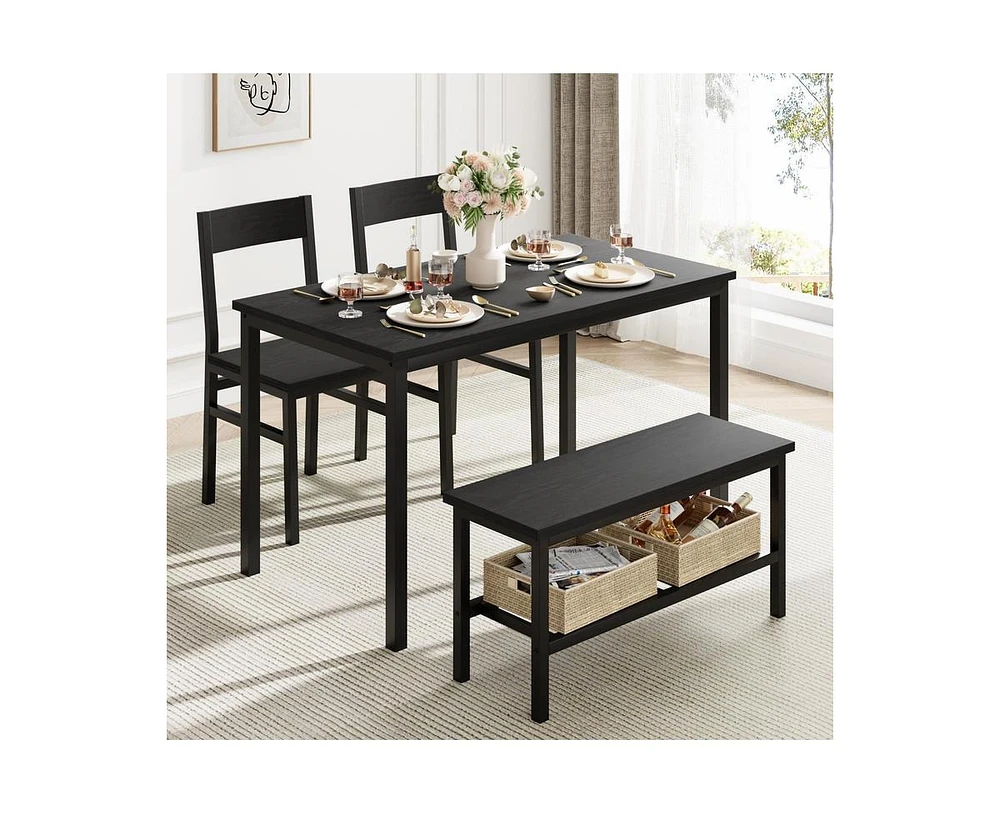 gaomon Dining Table Set for 4, Modern Kitchen Table with Bench and Chairs