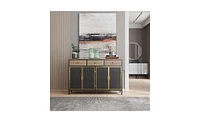 Slickblue 4 Doors Modern Sideboard with 3 Top Drawers, Sideboard Storage Cabinet Entryway Floor Cabinet for Living Room Office Bedroom