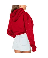 Gameday Couture Women's Cardinal Arkansas Razorbacks Can't Lose Rhinestone Cropped Pullover Hoodie