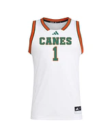 Adidas Men's 1 White Miami Hurricanes Replica Swingman Jersey