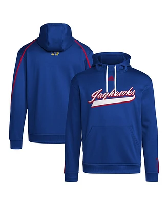 Adidas Men's Royal Kansas Jayhawks 2024 Sideline Travel Pullover Hoodie