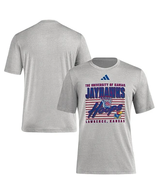 Adidas Men's Gray Kansas Jayhawks Locker Swish Tri-blend T-shirt