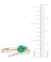 Emerald (5/8 ct. t.w.) & Diamond Bypass Ring (1/3 14k Yellow Gold (Also Available Ruby Sapphire)