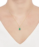 Emerald (1 ct. t.w.) & Diamond (1/4 Pear Halo Toggle 18" Pendant Necklace 14k Gold (Also available Ruby Sapphire