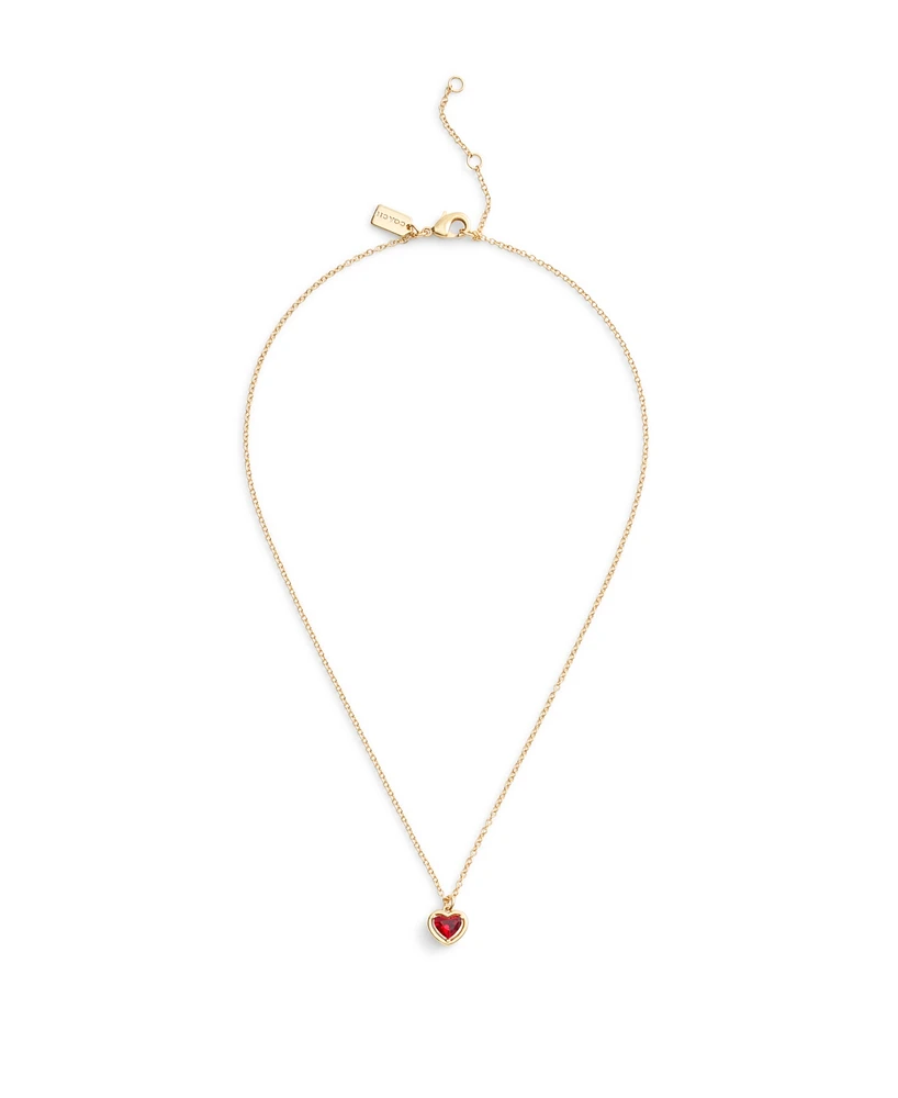 Coach Faux Stone Halo Heart Pendant Necklace